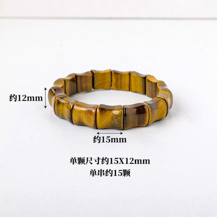 15mm tigers eye bamboo strap beaded crystal bracelet