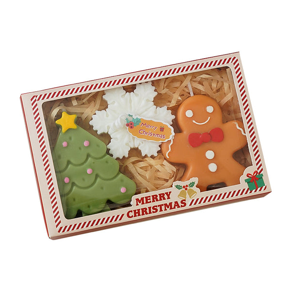 2024 christmas tree snowflake and gingerbread man scented candle gift box
