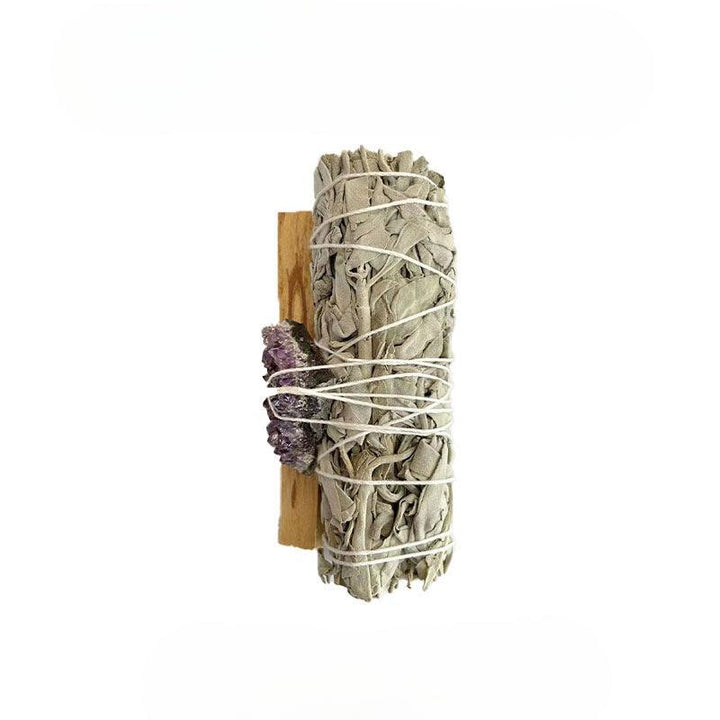 4 inch white sage smudge sticks mixed palo santo crystals