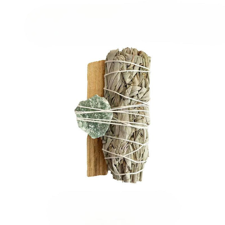 4 inch white sage smudge sticks mixed palo santo crystals