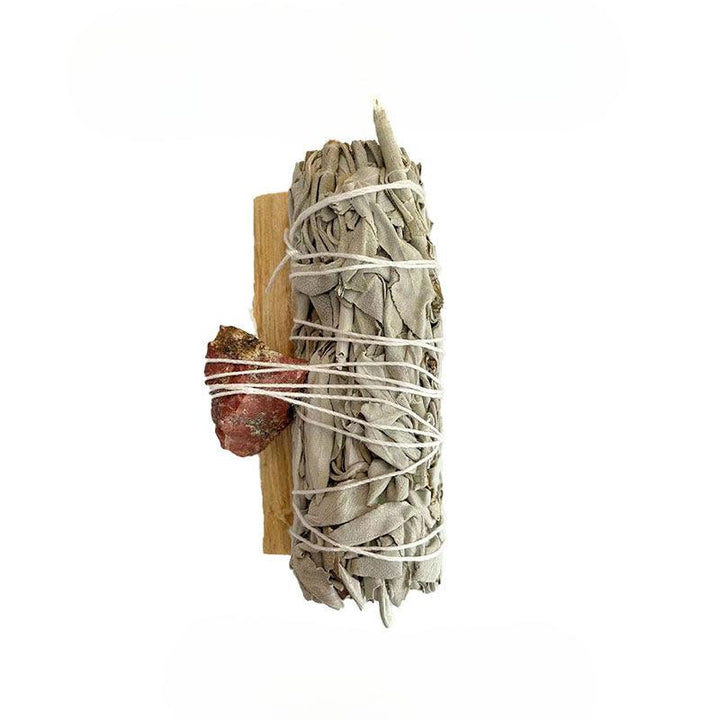 4 inch white sage smudge sticks mixed palo santo crystals