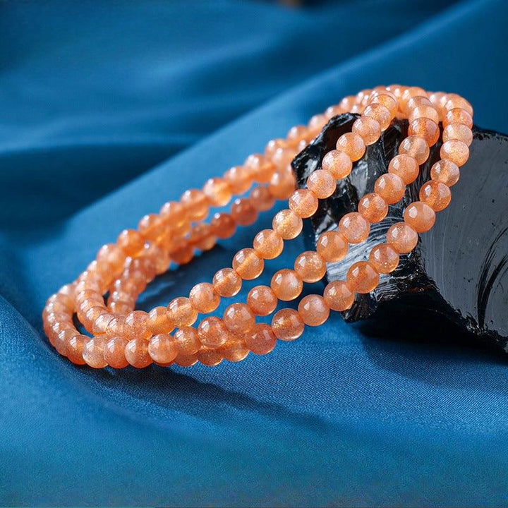 4mm golden sunstone multi layer beaded crystal bracelet