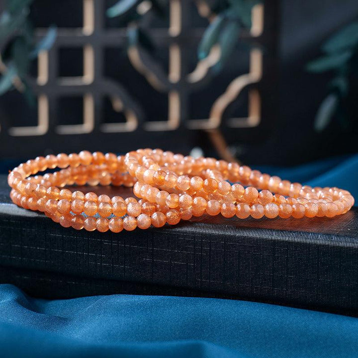 4mm golden sunstone multi layer beaded crystal bracelet