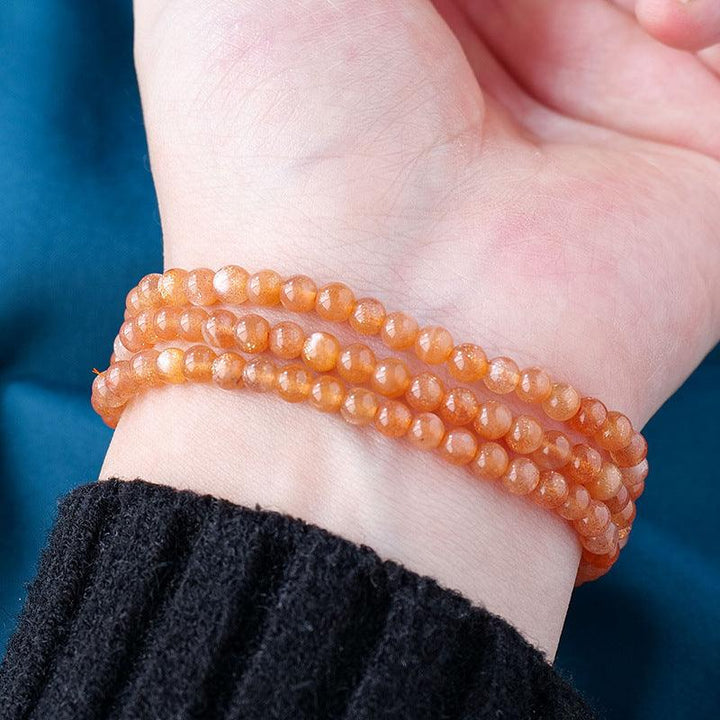 4mm golden sunstone multi layer beaded crystal bracelet