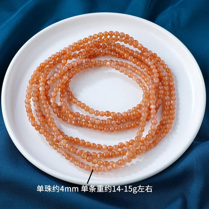4mm golden sunstone multi layer beaded crystal bracelet