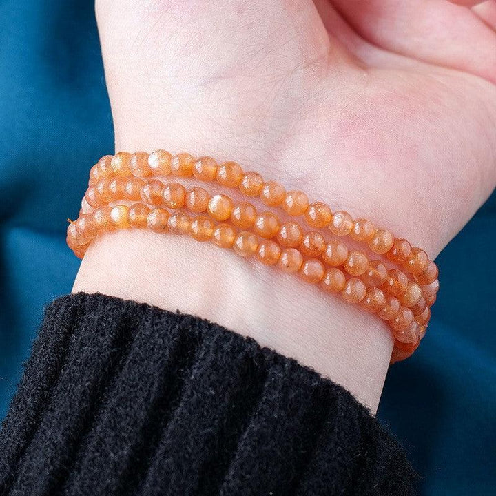 4mm golden sunstone multi layer beaded crystal bracelet