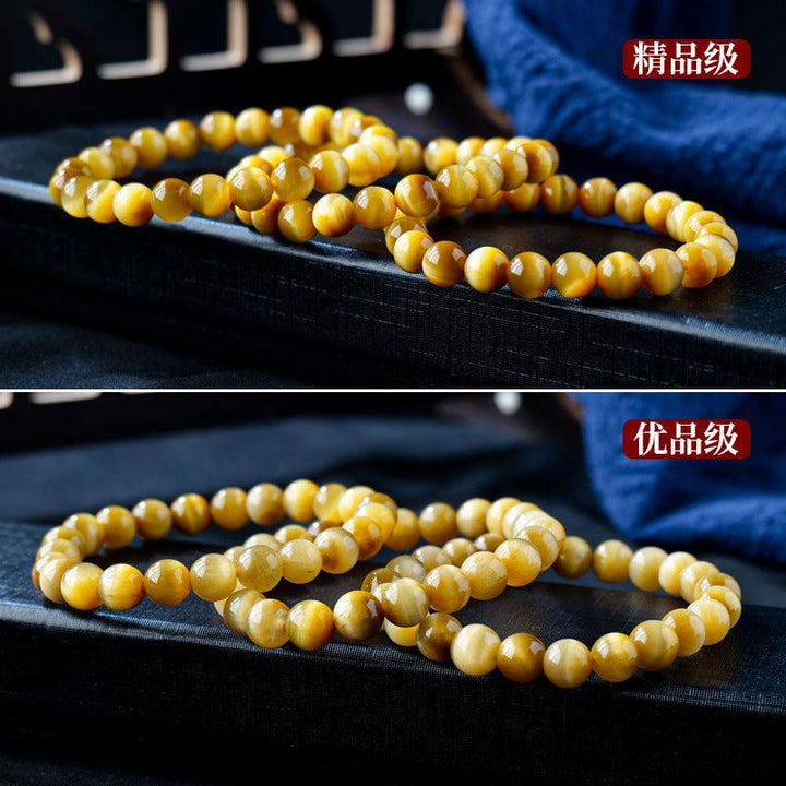 8mm golden tigers eye round bead crystal bracelet