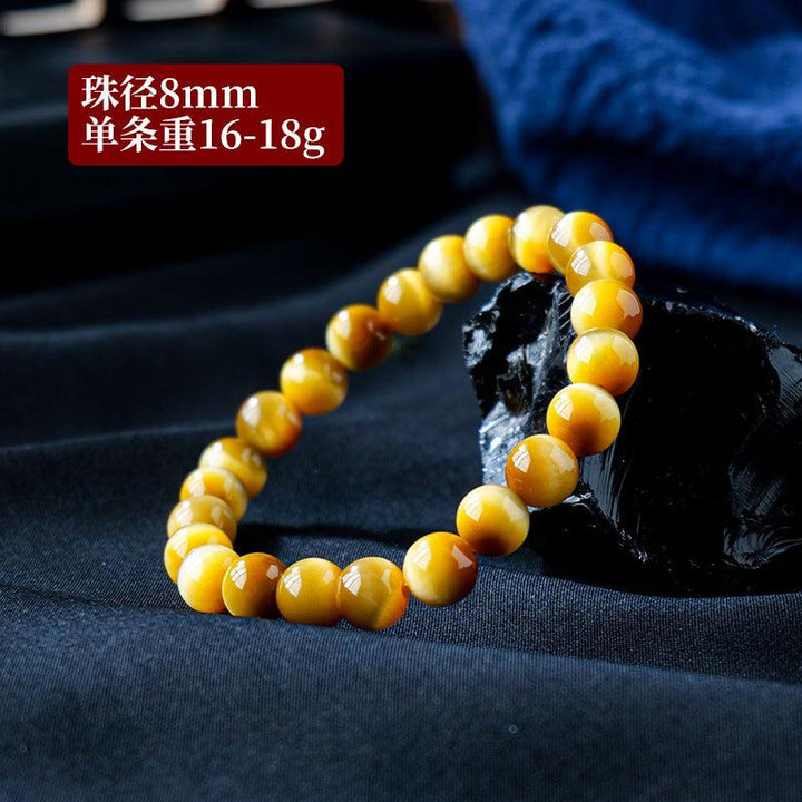 8mm golden tigers eye round bead crystal bracelet