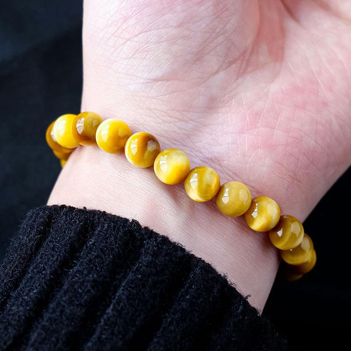 8mm golden tigers eye round bead crystal bracelet