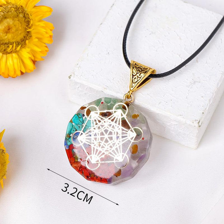 rainbow resin crystal orgone pendant 
necklace