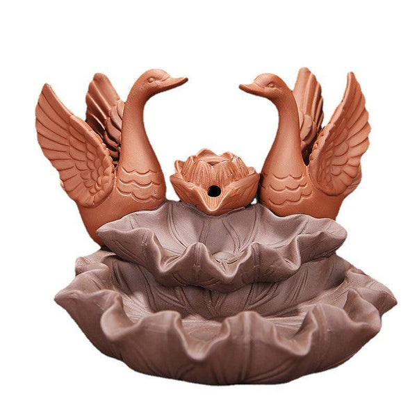 a couple of swan zen garden backflow incense burner holder