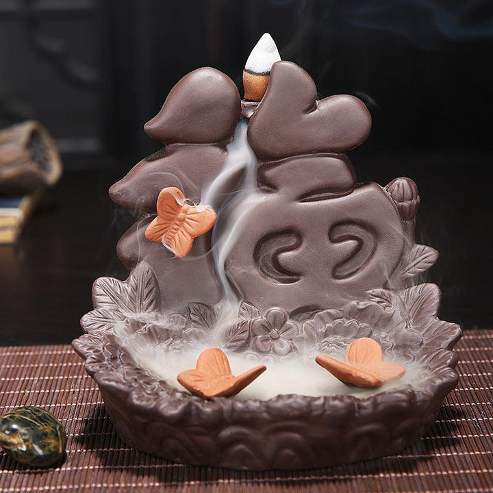good luck zen garden backflow incense burner holder