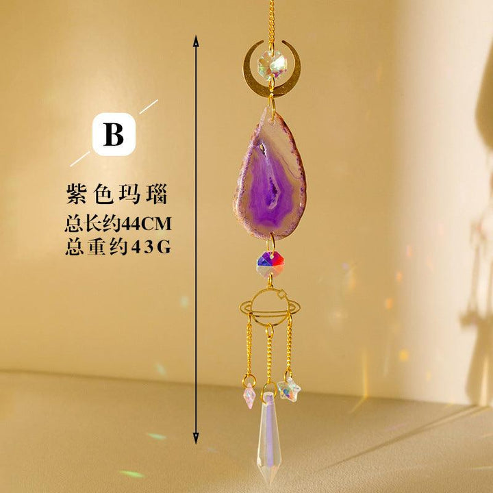 purple agate energy stone wind chime crystal pendant