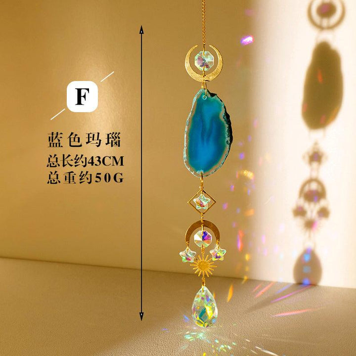 blue agate energy stone wind chime crystal pendant