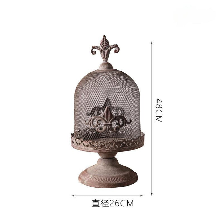 small american industrial vintage iron birdcage candle holder