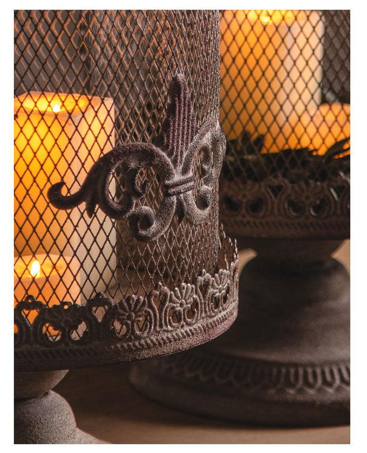 details of american industrial vintage iron birdcage candle holder