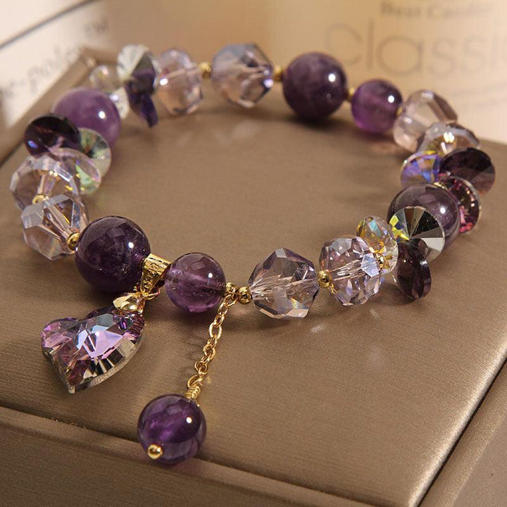 amethyst bracelet purple crystal vintage strings bracelet on the table