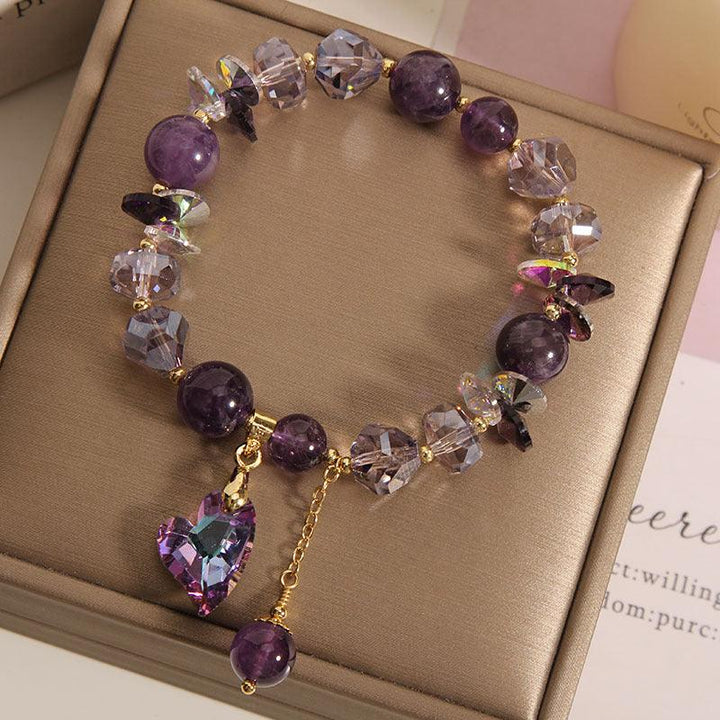 amethyst bracelet purple crystal vintage strings bracelet on the table