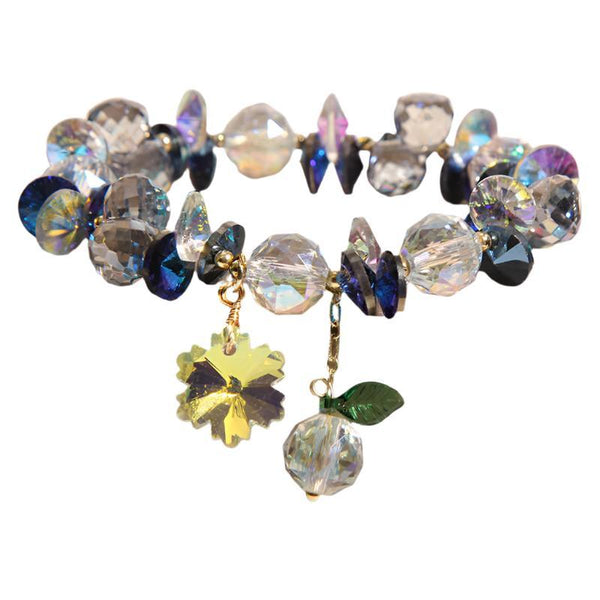 amethyst citrine blue crown flower crystal bead bracelet
