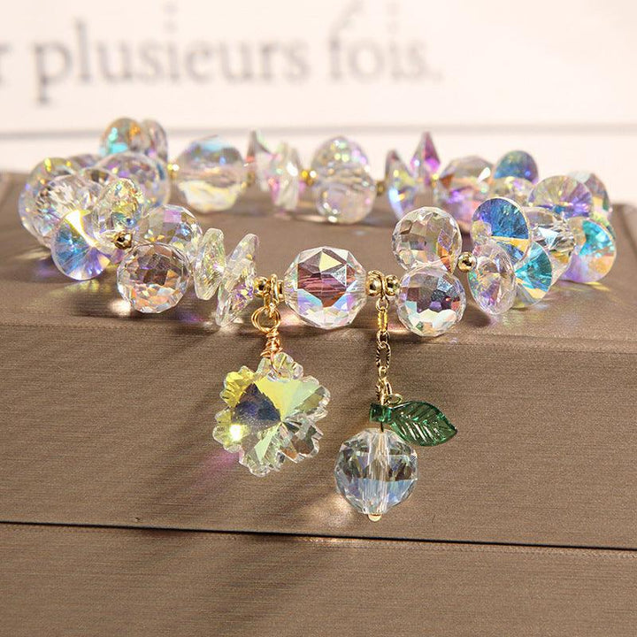 amethyst citrine blue crown flower crystal bead bracelet on the table
