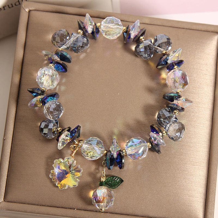amethyst citrine blue crown flower crystal bead bracelet on the table