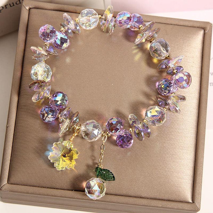 details of amethyst citrine blue crown flower crystal bead bracelet