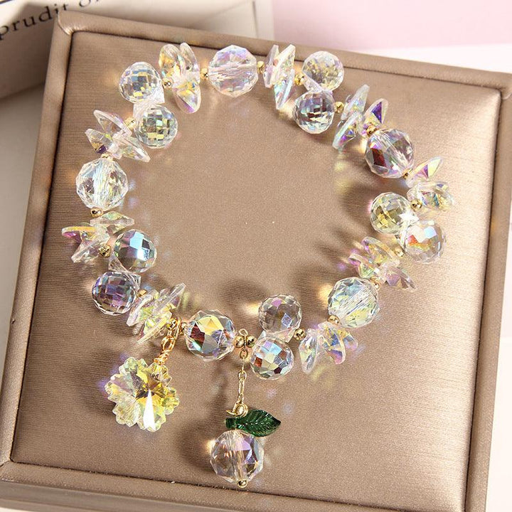 details of amethyst citrine blue crown flower crystal bead bracelet
