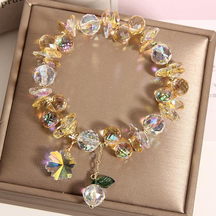 details of amethyst citrine blue crown flower crystal bead bracelet
