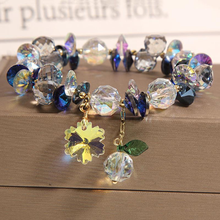 details of amethyst citrine blue crown flower crystal bead bracelet