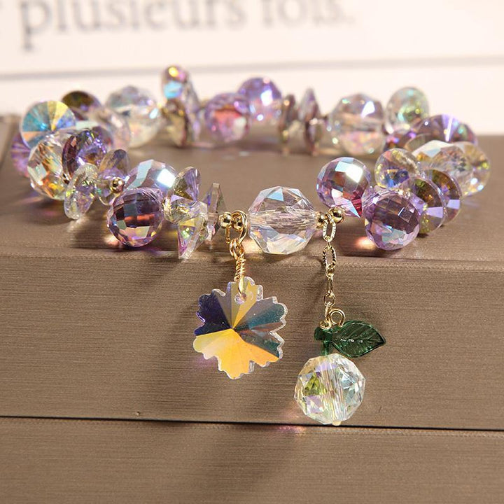 details of amethyst citrine blue crown flower crystal bead bracelet