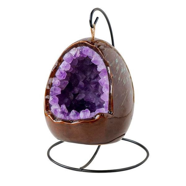 amethyst geode dinosaur egg led night light