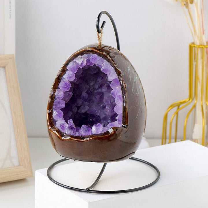 amethyst geode dinosaur egg led night light