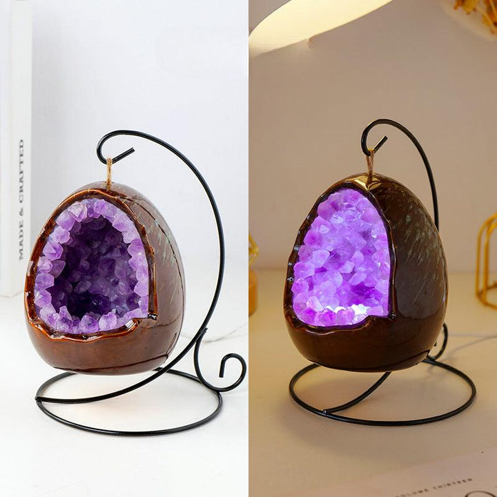 amethyst geode dinosaur egg led night light