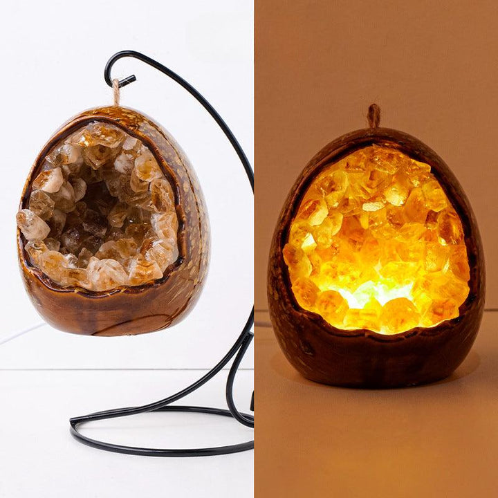 citrine geode dinosaur egg led night light