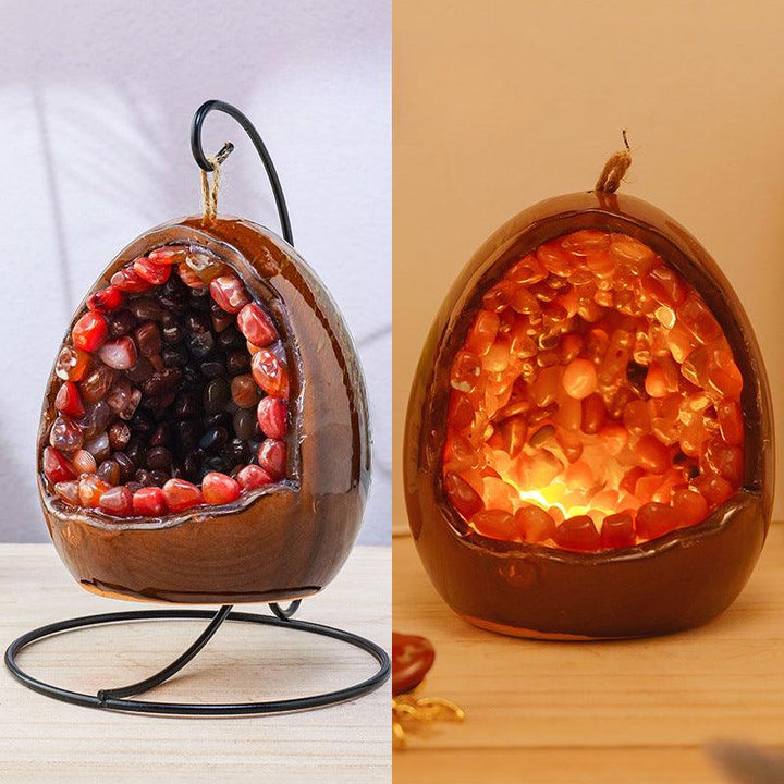 red agate geode dinosaur egg led night light