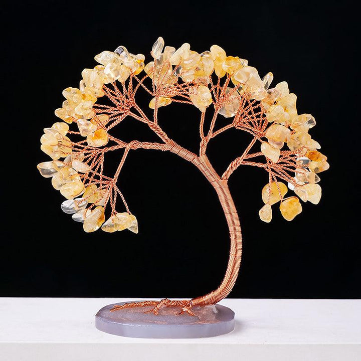 arc shaped citrine crystal bonsai tree with agate base