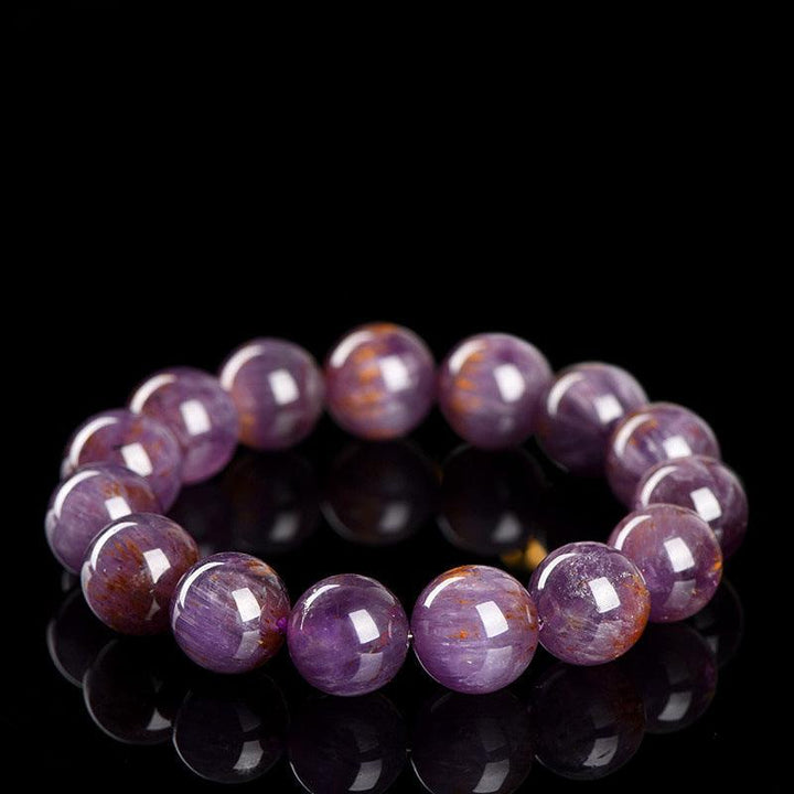 aurora purple titanium quartz round beads bracelet