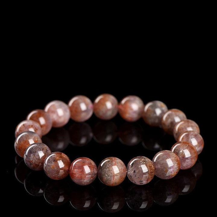 aurora purple titanium quartz round beads bracelet