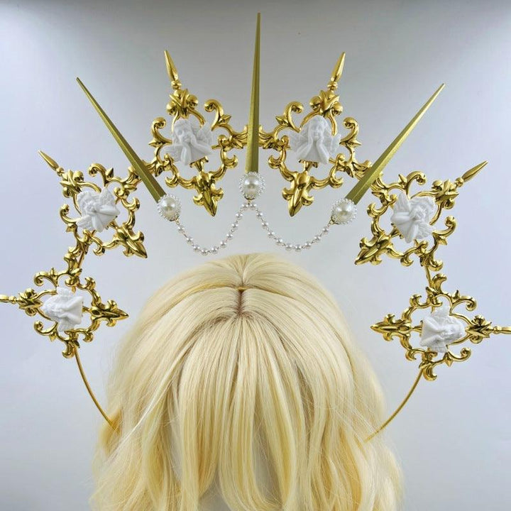 gold and white halo hair bands angel hair accessories