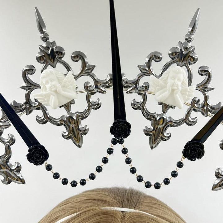 details of black and white halo hair bands angel hair accessories
