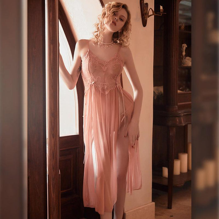 pink lace mesh nightdress