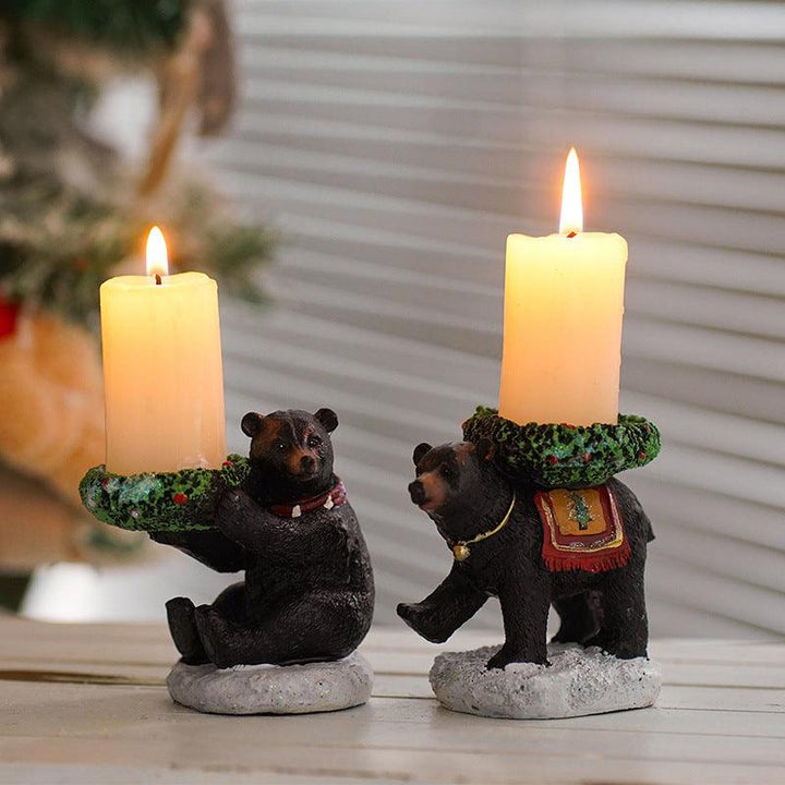 black bear candle holder ornament resin candle cup tray
