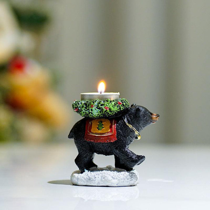black bear candle holder ornament resin candle cup tray on the table