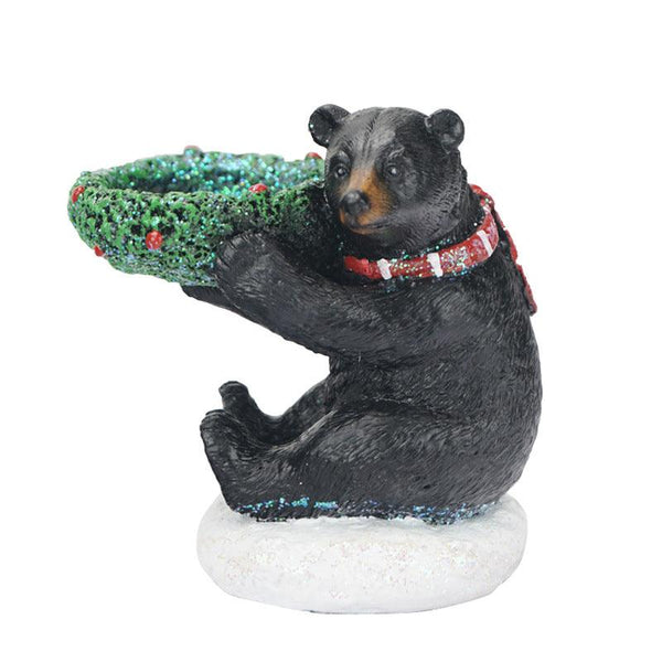 black bear candle holder ornament resin candle cup tray 