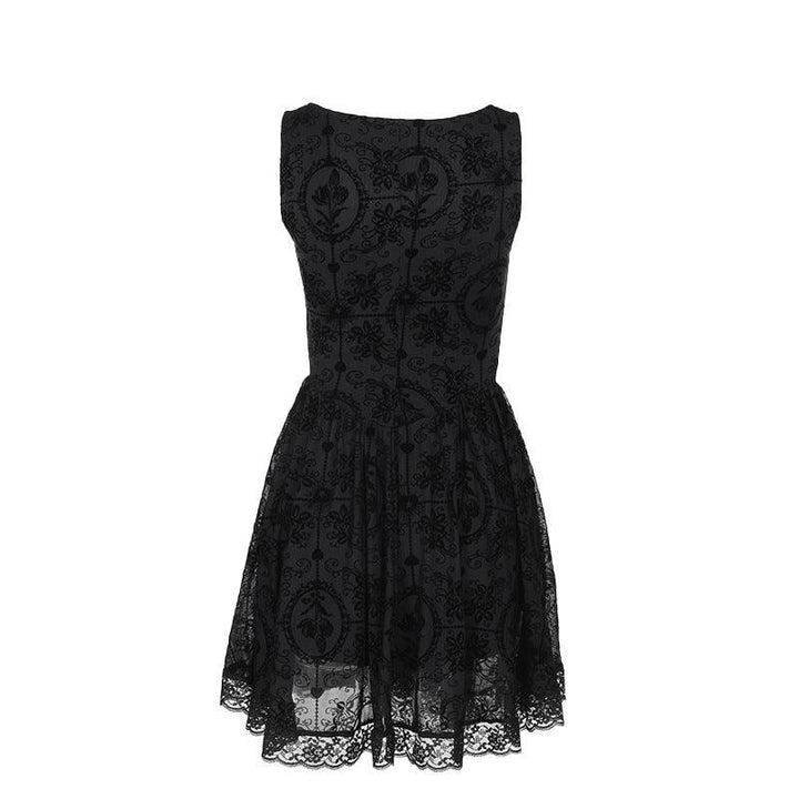 a black floral lace gothic victorian dress