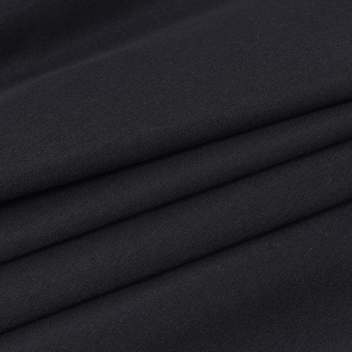 details of black gothic cross chain short lace dress