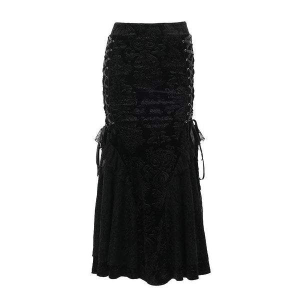 black gothic lace mermaid dress
