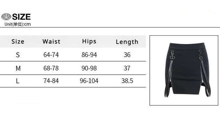 size chart of a black gothic steampunk half body dress