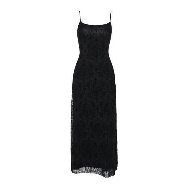 black gothic velvet spaghetti strap dress