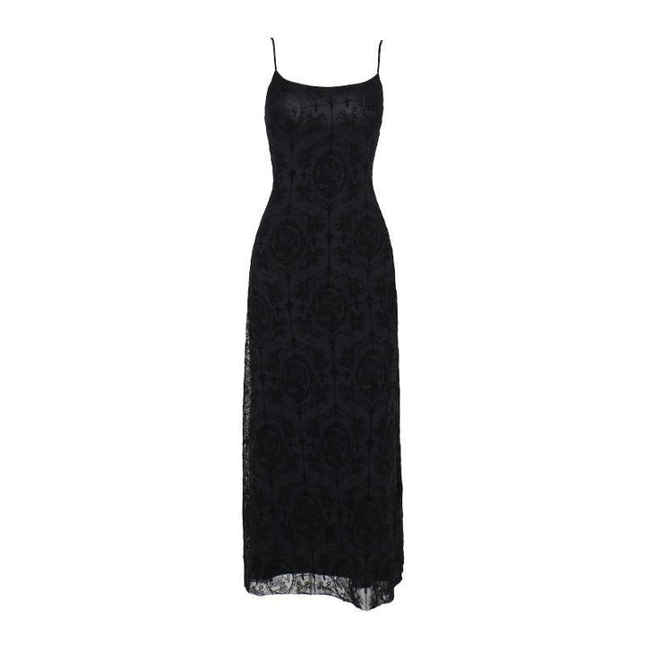 black gothic velvet spaghetti strap dress